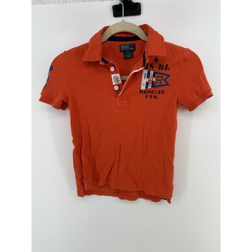 US Coastal Patrol Polo Ralph Lauren Bright Orange Polo size 6 preppy